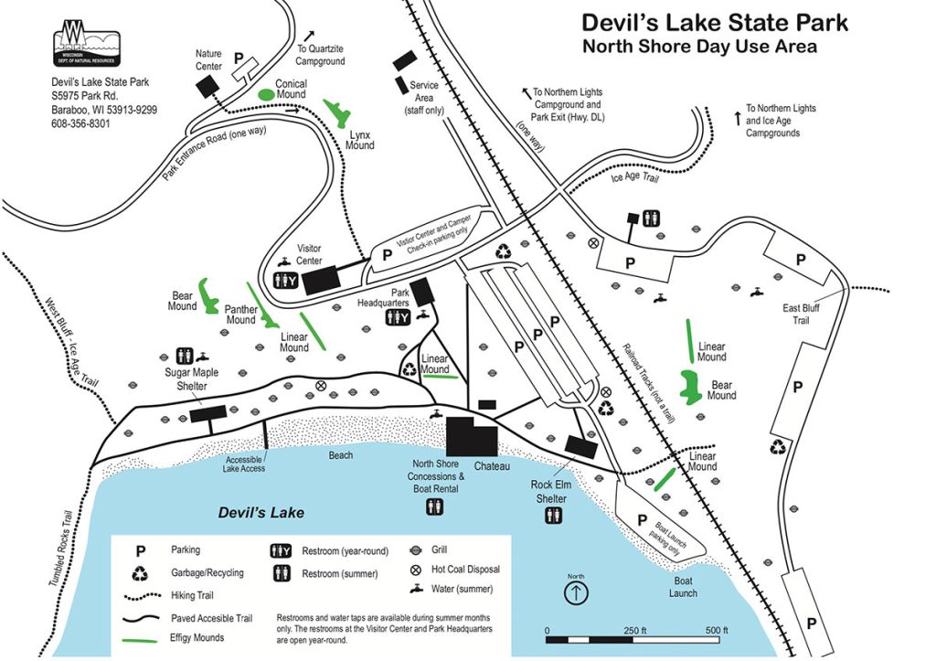 A map of Devil's Lake effigy mounds